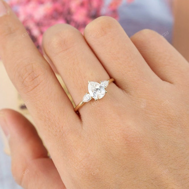 925 Pear Trilogy Lab Grown Diamond Ring