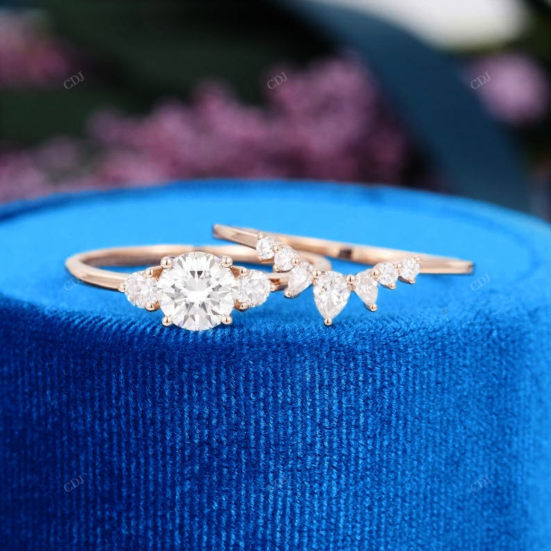 Round & Pear Cut Diamond Cluster Engagement Ring