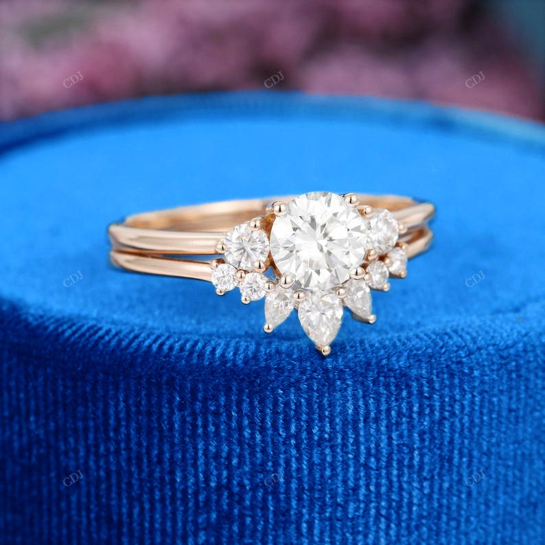 Round & Pear Cut Diamond Cluster Engagement Ring