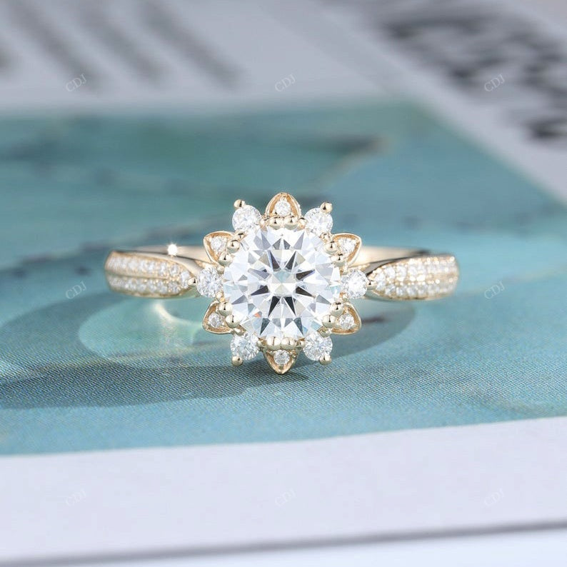 S925 Silver Lab Diamond Flower Ring