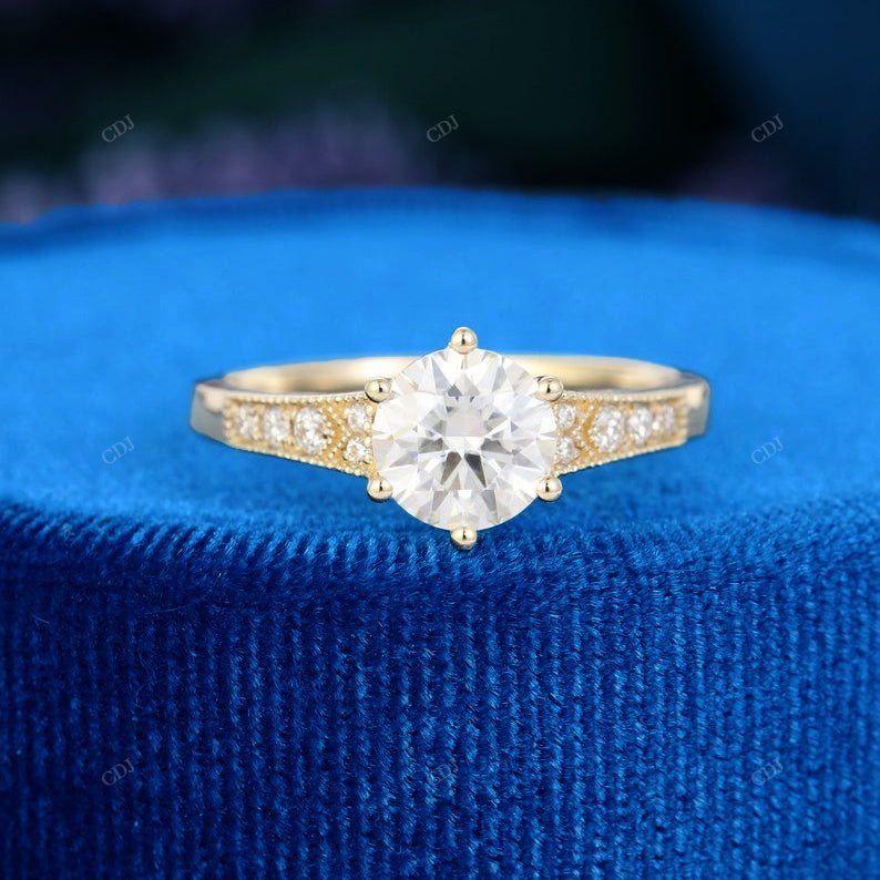 Round Cut Lab-Grown Diamond Pavé Ring