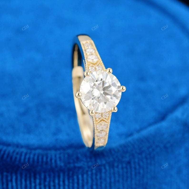 Round Cut Lab-Grown Diamond Pavé Ring