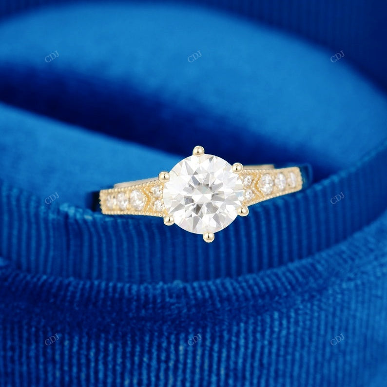 Round Cut Lab-Grown Diamond Pavé Ring