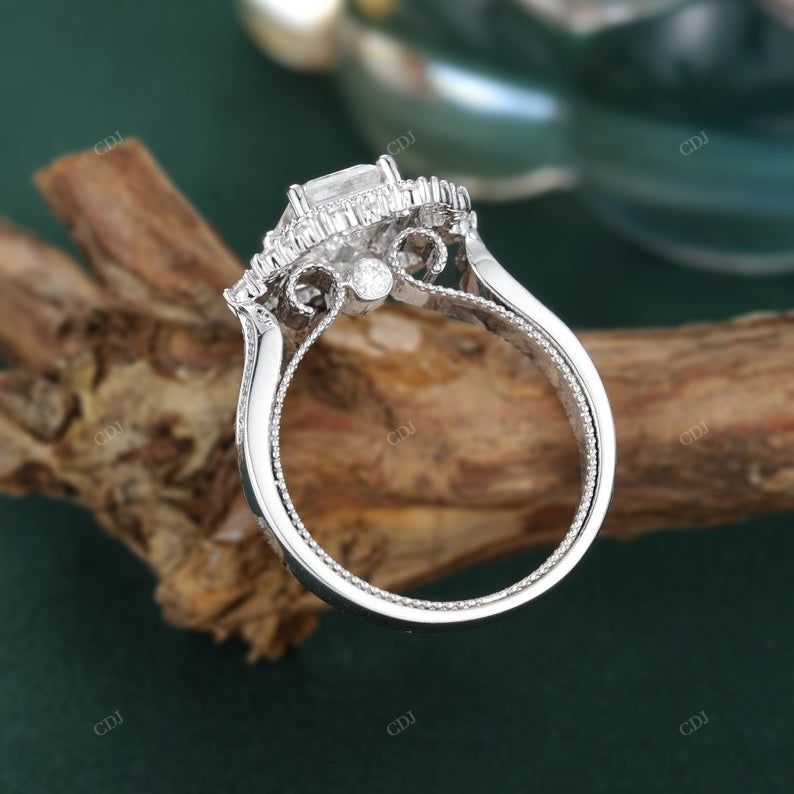 925 Silver Emerald Diamond Double Band