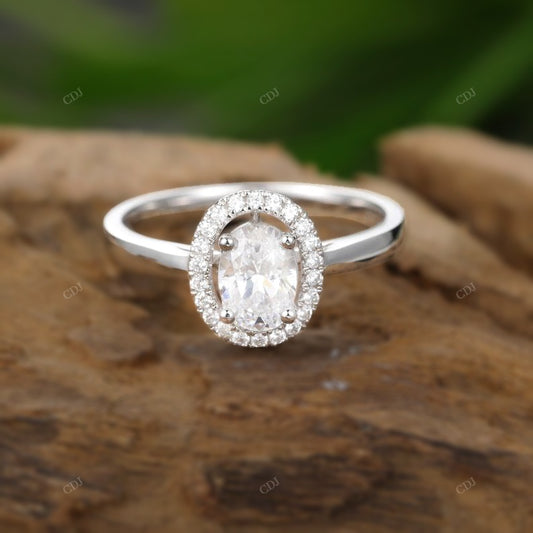 Oval Lab-Grown Diamond Halo Ring customdiamjewel