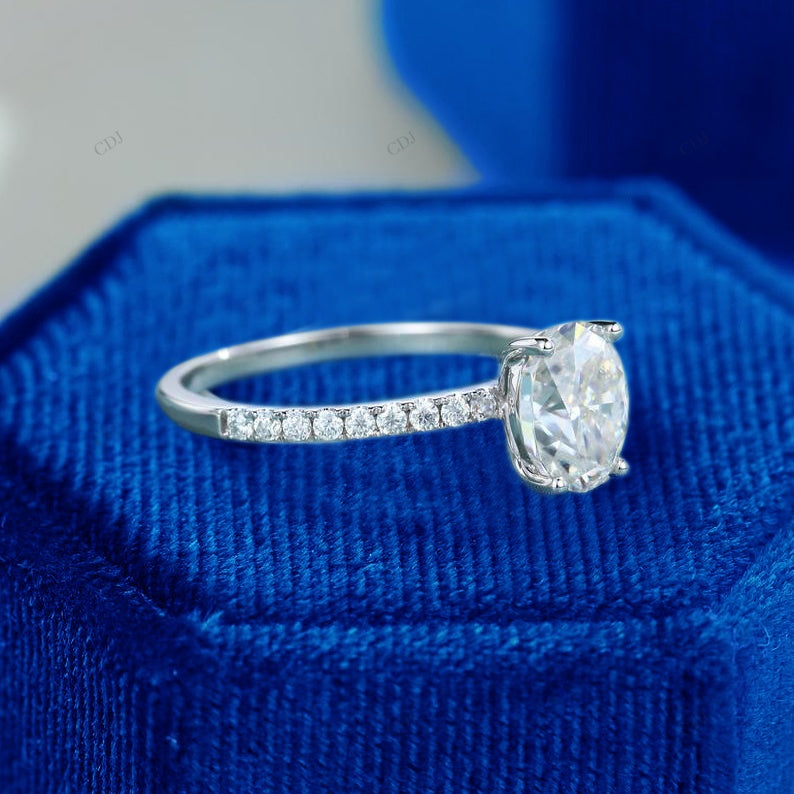 Lab-Grown Oval Solitaire Pavé Ring