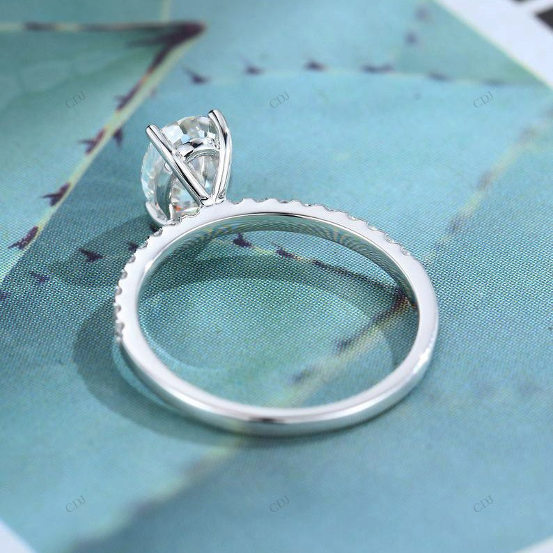 Lab-Grown Oval Solitaire Pavé Ring