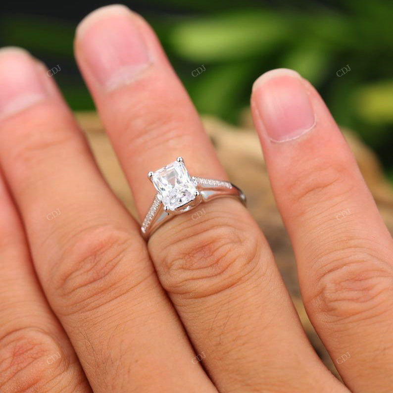 Radiant Lab-Grown Diamond Silver Ring