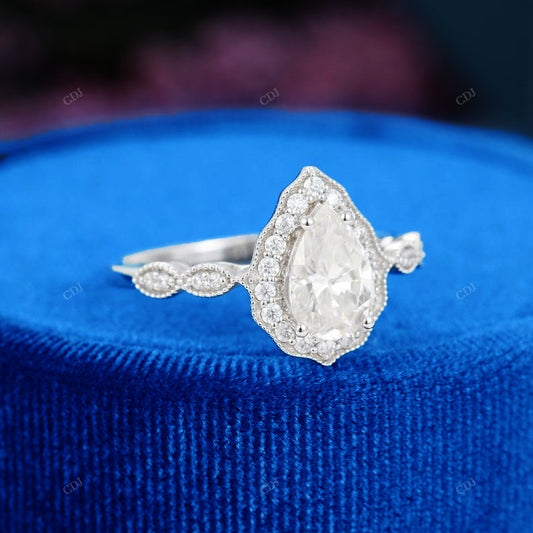Lab-Grown Diamond Pear Cut Halo Ring