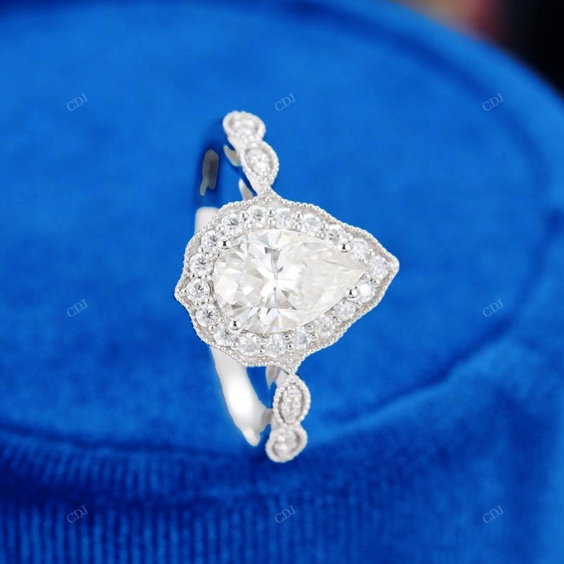 Lab-Grown Diamond Pear Cut Halo Ring
