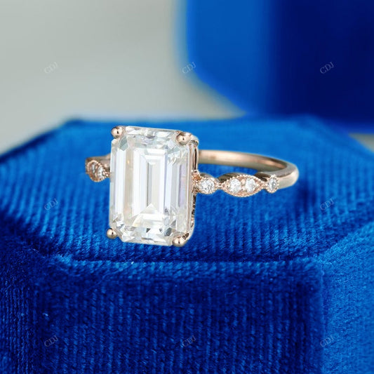 925 Emerald Cut Lab-Grown Diamond Ring