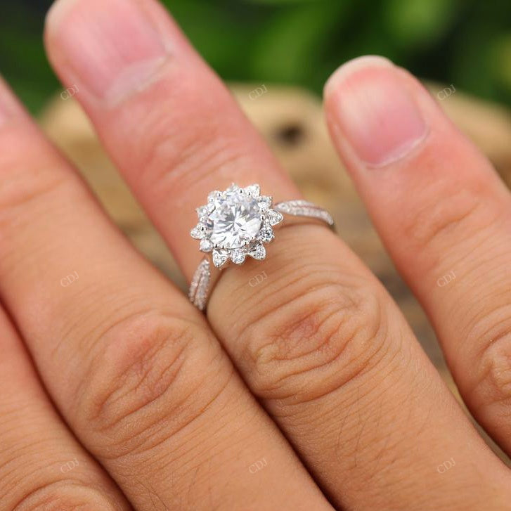 925 Round Lab Grown Diamond Cluster Ring