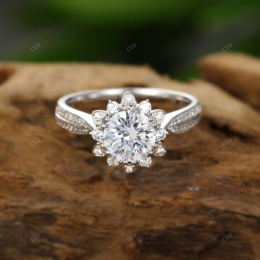 925 Round Lab Grown Diamond Cluster Ring