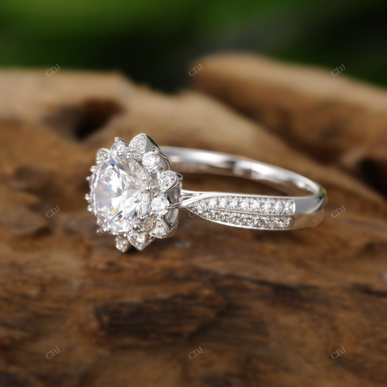 925 Round Lab Grown Diamond Cluster Ring