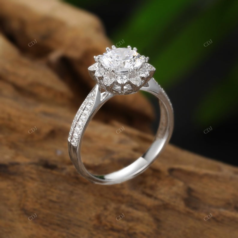925 Round Lab Grown Diamond Cluster Ring