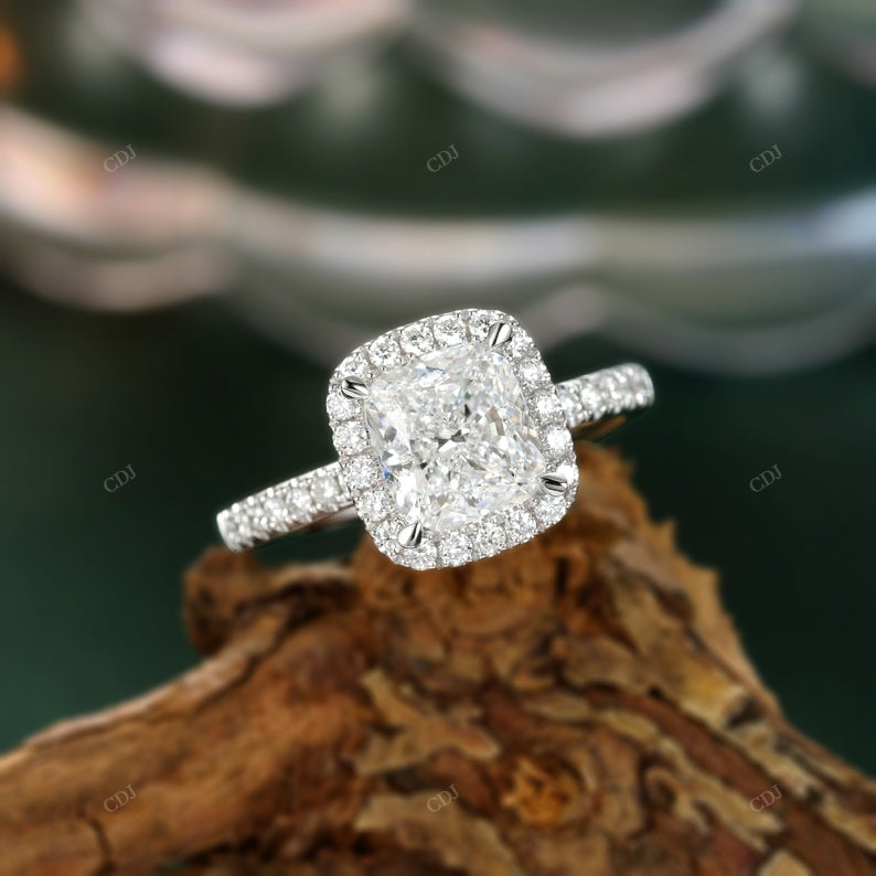 Cushion Cut Lab-Grown Diamond Halo Ring
