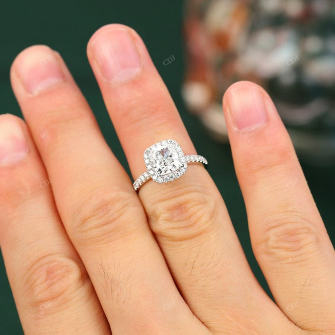 Cushion Cut Lab-Grown Diamond Halo Ring