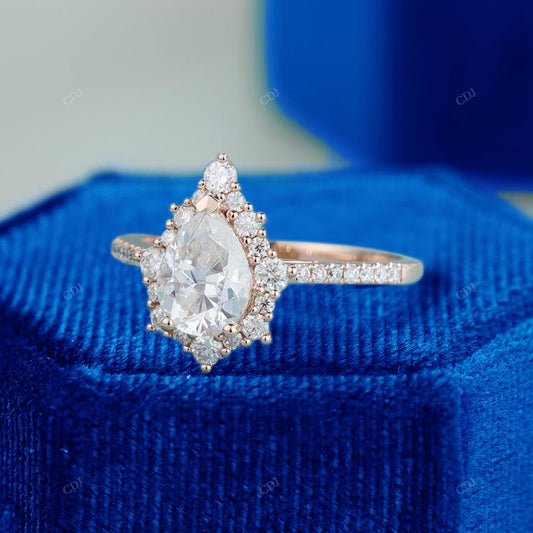 Pear Cut Lab-Grown Diamond Halo Ring customdiamjewel