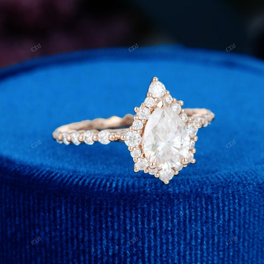 Pear Cut Diamond Pavé Halo Ring