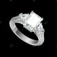 3.85 CTW 10K White Gold Three-Stone Pave Engagement Ring