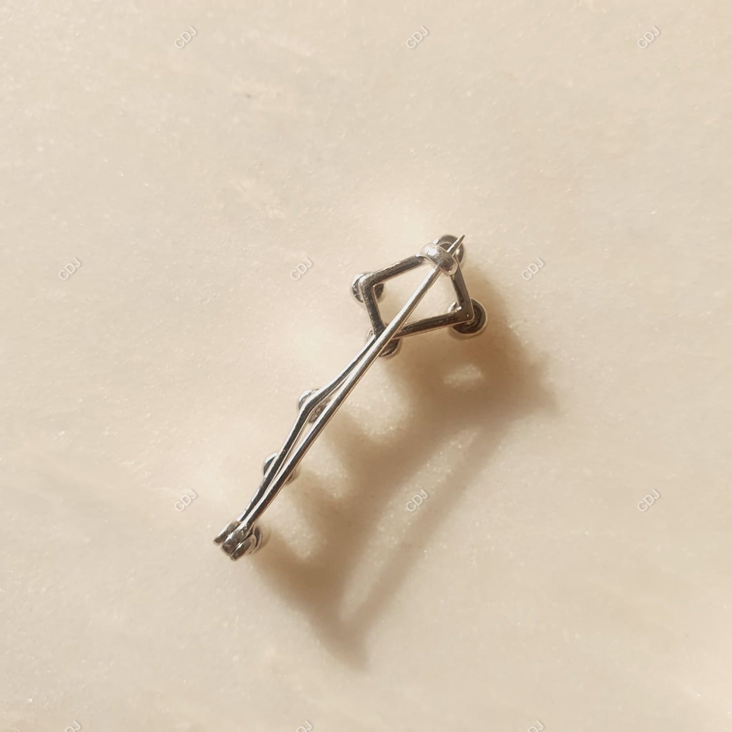 Lab-Grown Round Shape Diamond Safety Pin Brooch Pendant customdiamjewel