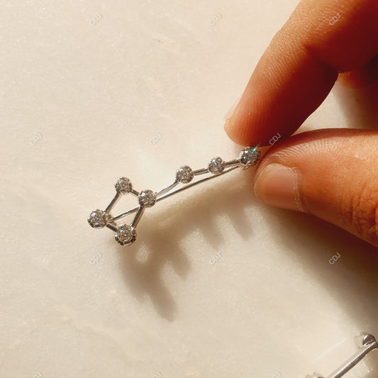 Lab-Grown Round Shape Diamond Safety Pin Brooch Pendant customdiamjewel