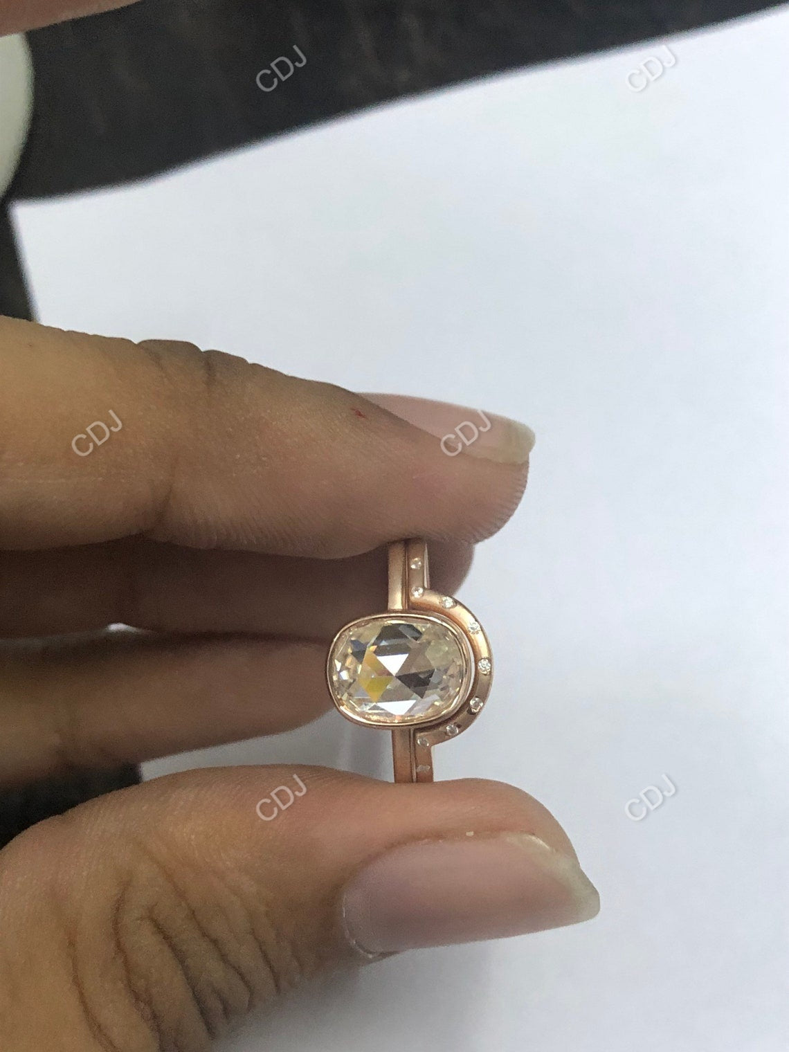 1.73 CTW Cushion Cut Lab-Grown Diamond Bezel-Set Wedding Ring Set