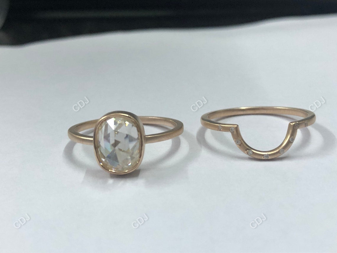 1.73 CTW Cushion Cut Lab-Grown Diamond Bezel-Set Wedding Ring Set