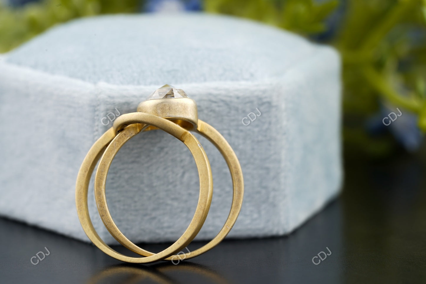 1.73 CTW Cushion Cut Lab-Grown Diamond Bezel-Set Wedding Ring Set