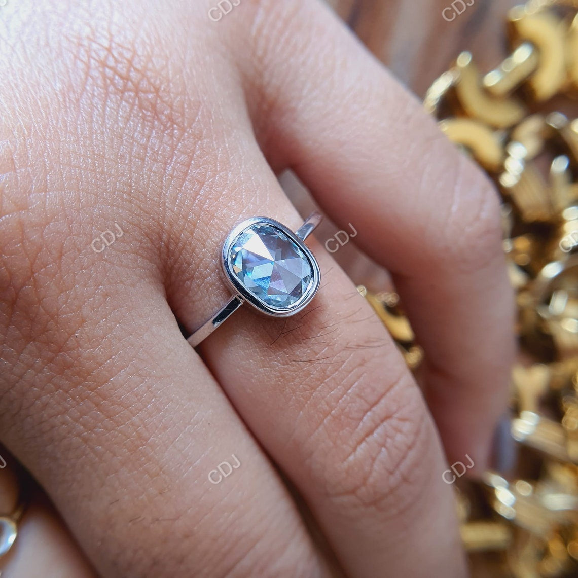 1.73 CTW Cushion Cut Lab-Grown Diamond Bezel-Set Wedding Ring Set