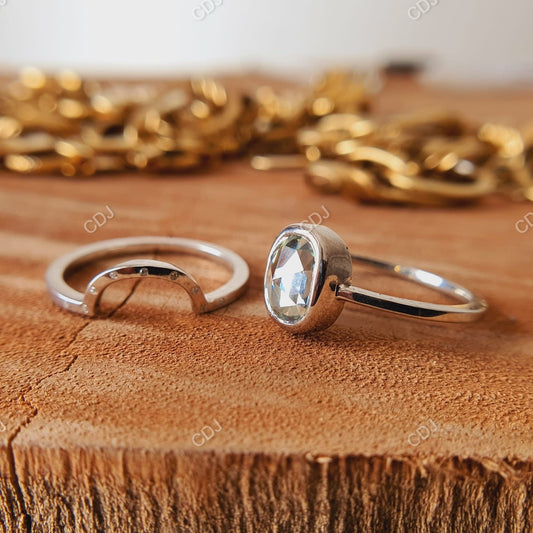 1.73 CTW Cushion Cut Lab-Grown Diamond Bezel-Set Wedding Ring Set