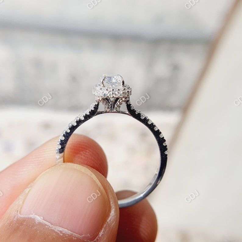 0.87 CTW Cushion Cut Lab-Grown Diamond Halo Engagement Ring