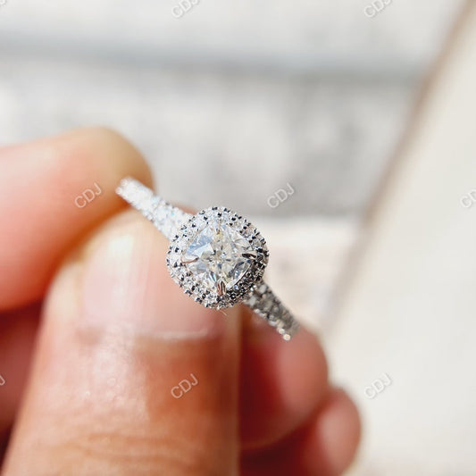 0.87 CTW Cushion Cut Lab-Grown Diamond Halo Engagement Ring Engagement Ring customdiamjewel