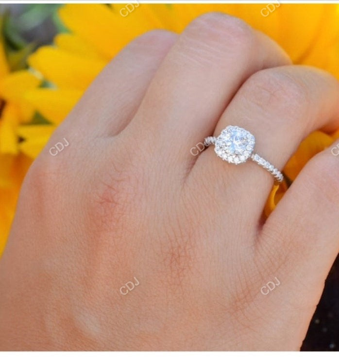 0.87 CTW Cushion Cut Lab-Grown Diamond Halo Engagement Ring