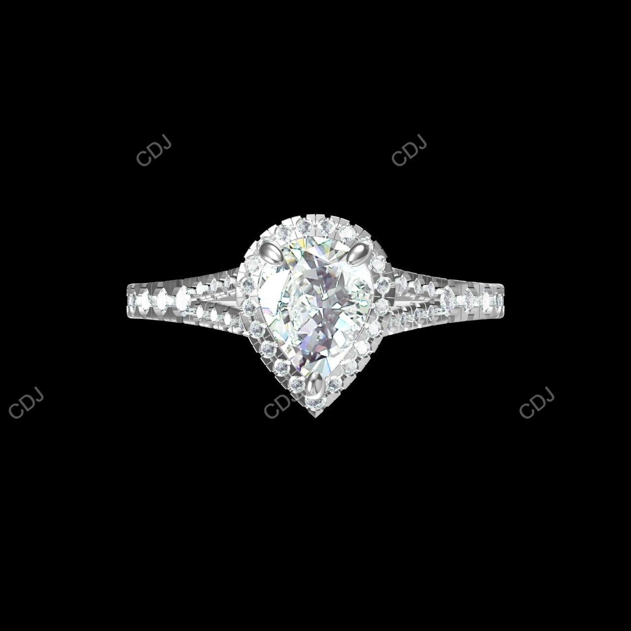 2.50 CTW Pear Cut Lab-Grown Diamond Pave Engagement Ring