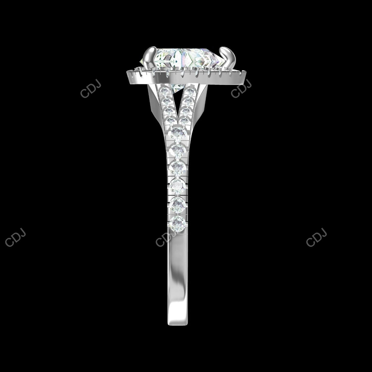 2.50 CTW Pear Cut Lab-Grown Diamond Pave Engagement Ring