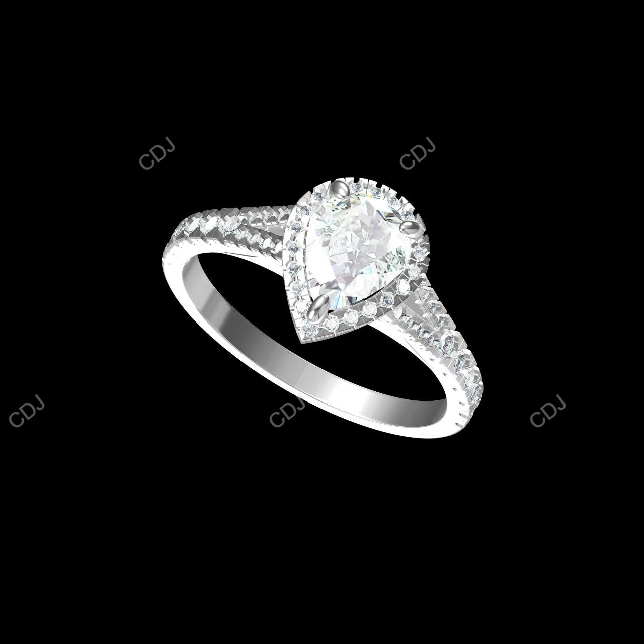 2.50 CTW Pear Cut Lab-Grown Diamond Pave Engagement Ring