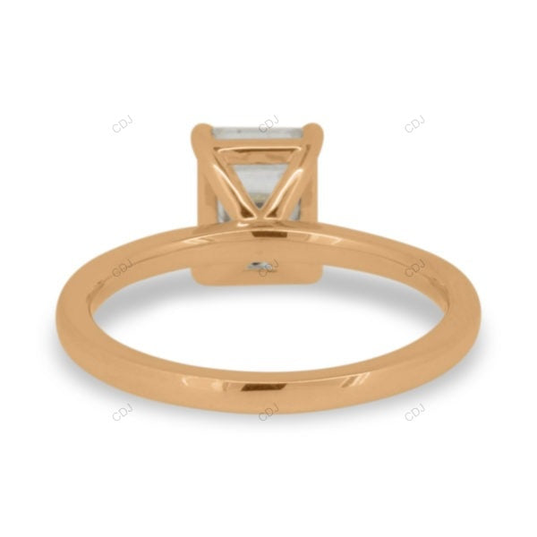 Emerald Cut Solitaire Lab Grown Diamond Gold Ring