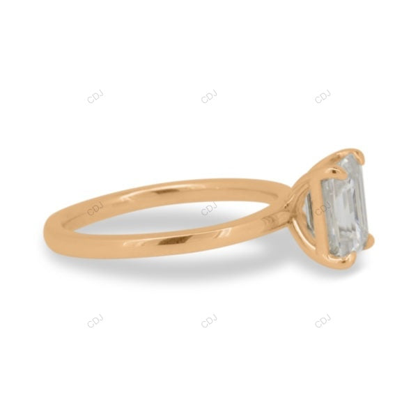 Emerald Cut Solitaire Lab Grown Diamond Gold Ring
