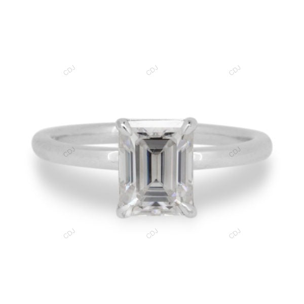 Emerald Cut Solitaire Lab Grown Diamond Gold Ring