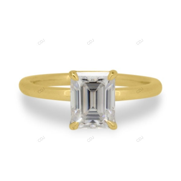Emerald Cut Solitaire Lab Grown Diamond Gold Ring