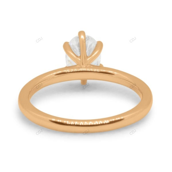 Oval Cut Lab Grown Diamond Six Prong Gold Ring