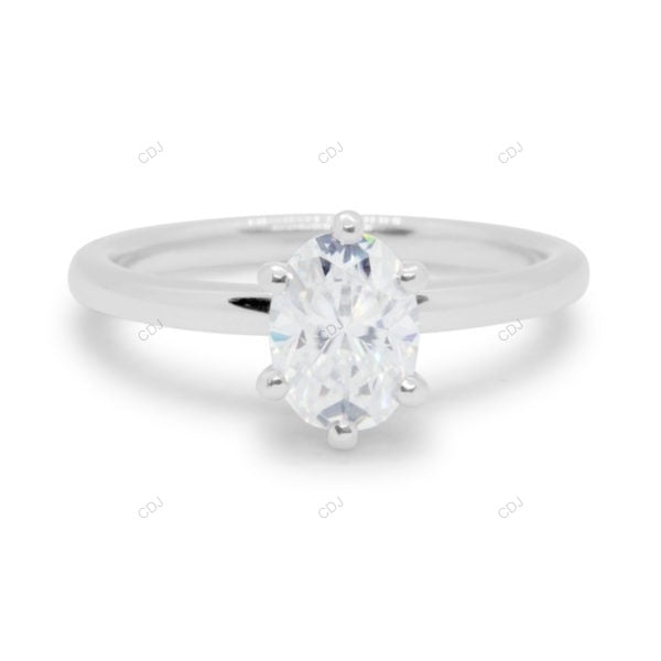 Oval Cut Lab Grown Diamond Six Prong Gold Ring