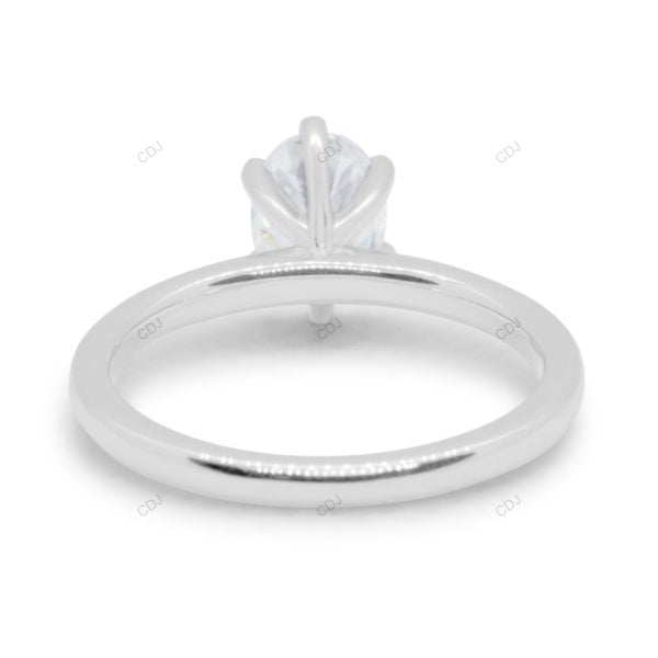 Oval Cut Lab Grown Diamond Six Prong Gold Ring