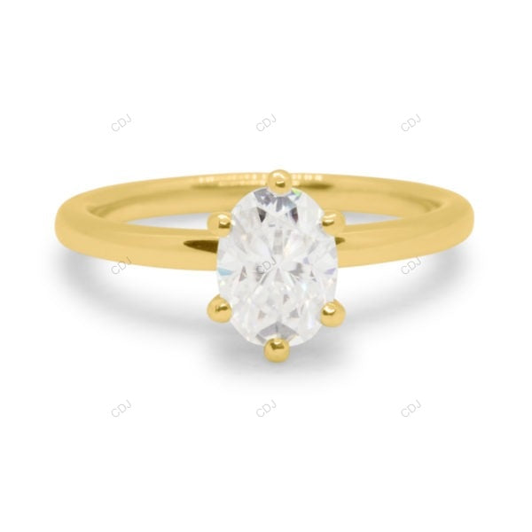 Oval Cut Lab Grown Diamond Six Prong Gold Ring