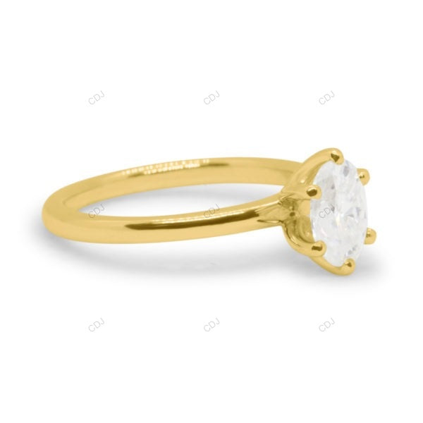 Oval Cut Lab Grown Diamond Six Prong Gold Ring