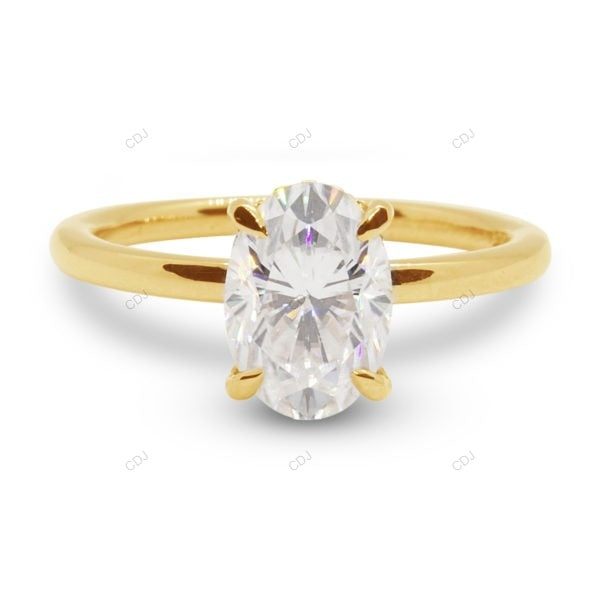 Hidden Halo Oval Cut Lab Grown Diamond Solid Gold Ring