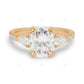 Elongated Cushion Cut Three Stone Engagement Gold Ring