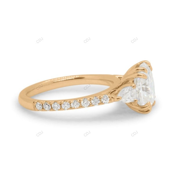 Elongated Cushion Cut Three Stone Engagement Gold Ring