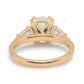 Elongated Cushion Cut Three Stone Engagement Gold Ring
